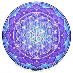 Mandala na sklo - Květ života modrý