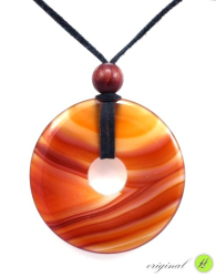 Achát červený přívěšek donut (50 mm)