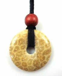 Korál fosilní přívěšek donut