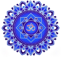 Mandala na sklo modrá - Om